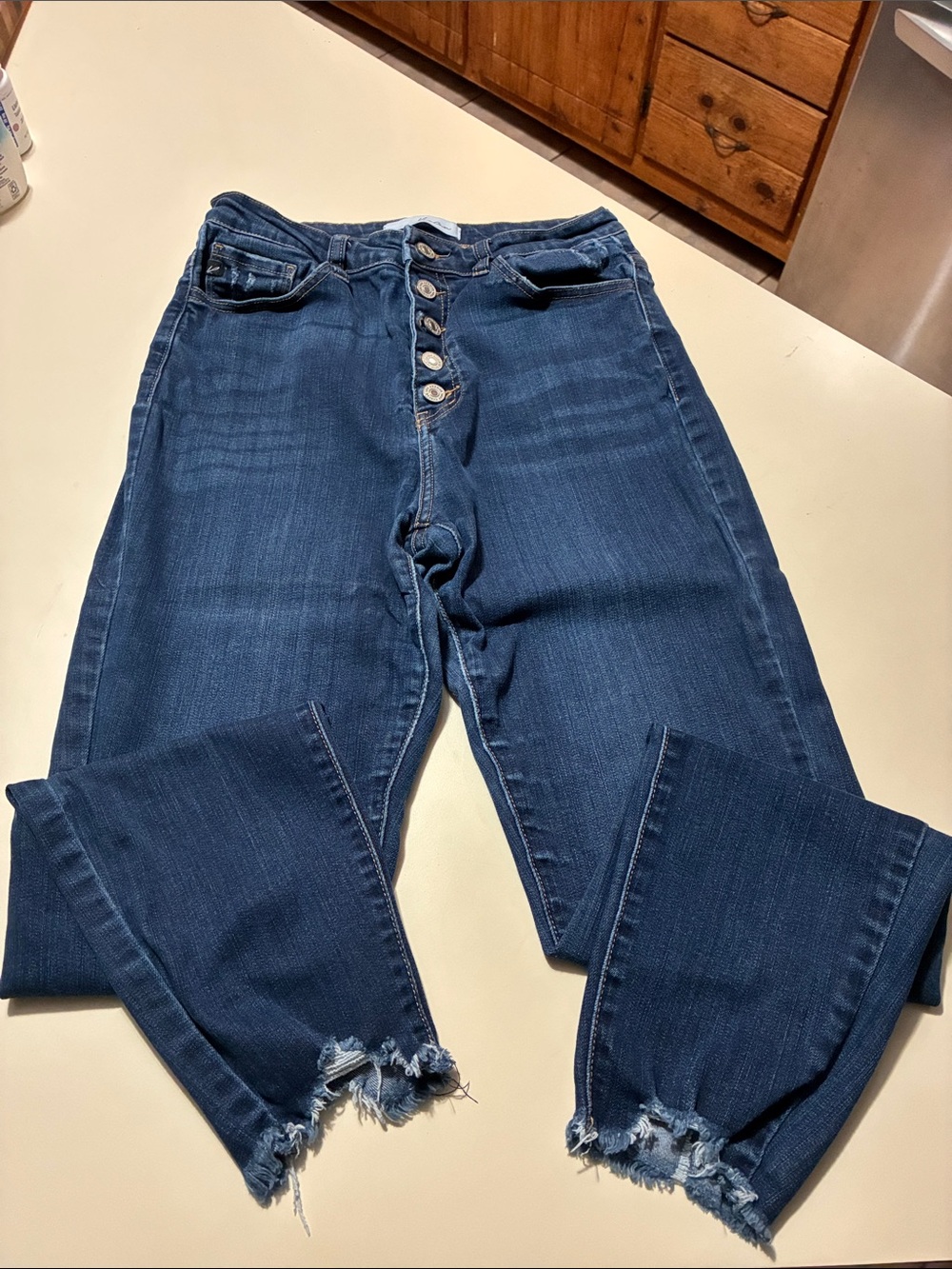 KanCan Dark Blue High-Rise Button-Fly Skinny Jeans